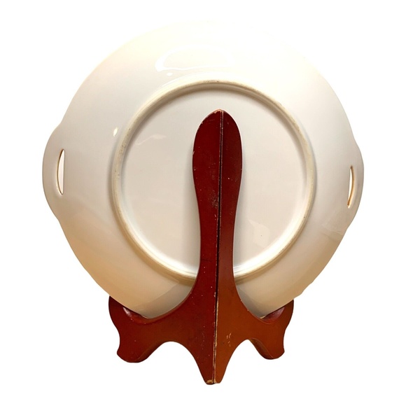 Noritake Hand Painted Plate Signed Morimura 2 Handled Yellow Pink Blossom VTG - Picture 7 of 11